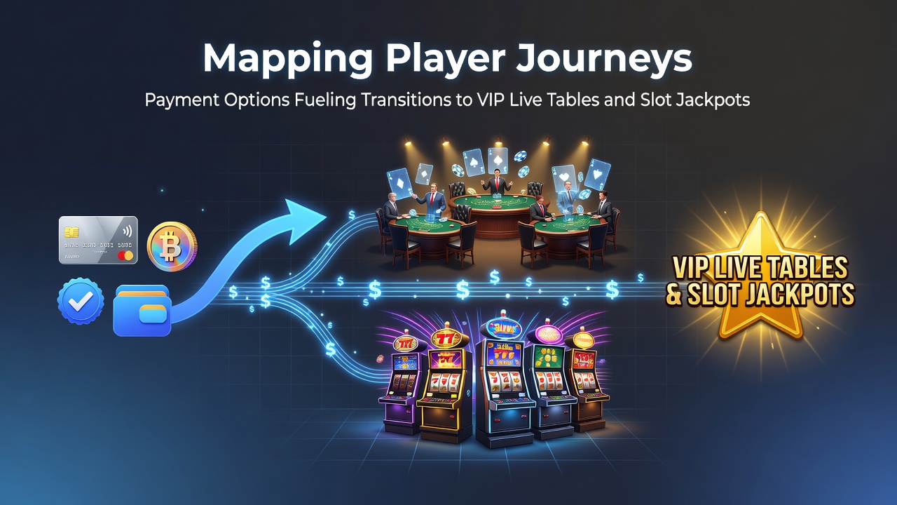 Darstellung von Zahlungsoptionen und Übergängen zu VIP-Programmen in Slot- und Live-Casino-Umgebungen