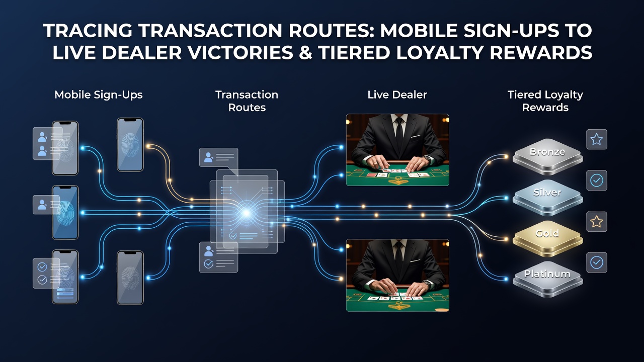 Detailansicht von Transaktionspfaden zwischen mobilen Anmeldungen, Live-Dealer-Spielen und Loyalty-Programmen